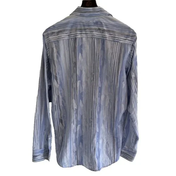 Bugatchi UOMO mens shirt Classic Fit, Blue Camo, 80% cotton & 20 % Linen‎ - Picture 4 of 11